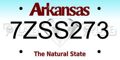 7ZSS273 Arkansas License Plate