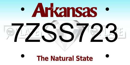 7ZSS723 Arkansas License Plate