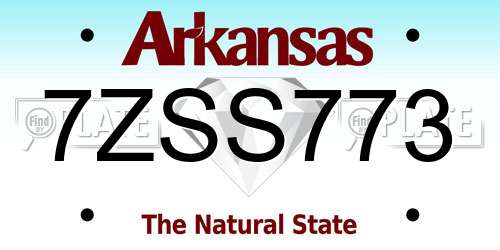7ZSS773 Arkansas License Plate