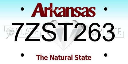 7ZST263 Arkansas License Plate