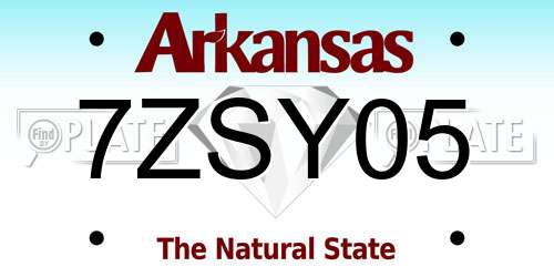 7ZSY05 Arkansas License Plate
