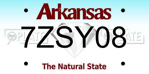 7ZSY08 Arkansas License Plate