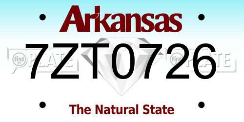 7ZT0726 Arkansas License Plate