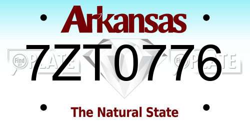 7ZT0776 Arkansas License Plate