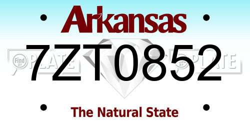 7ZT0852 Arkansas License Plate