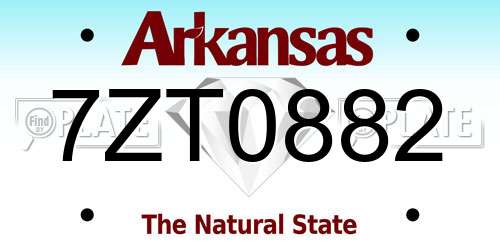 7ZT0882 Arkansas License Plate