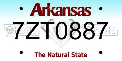7ZT0887 Arkansas License Plate