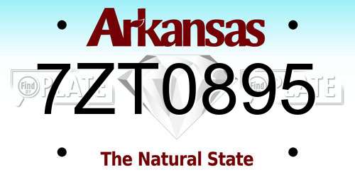 7ZT0895 Arkansas License Plate
