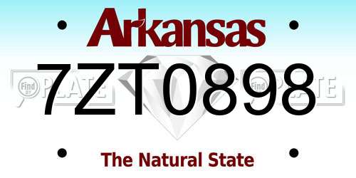 7ZT0898 Arkansas License Plate