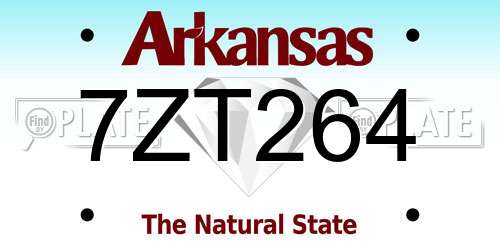 7ZT264 Arkansas License Plate