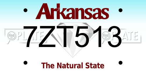 7ZT513 Arkansas License Plate