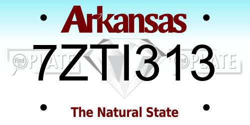 7ZTI313 Arkansas License Plate