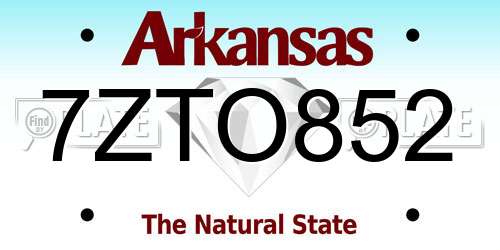 7ZTO852 Arkansas License Plate