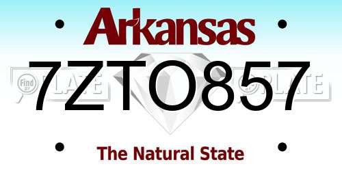 7ZTO857 Arkansas License Plate