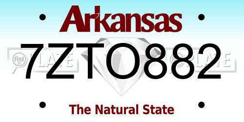 7ZTO882 Arkansas License Plate