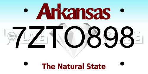 7ZTO898 Arkansas License Plate