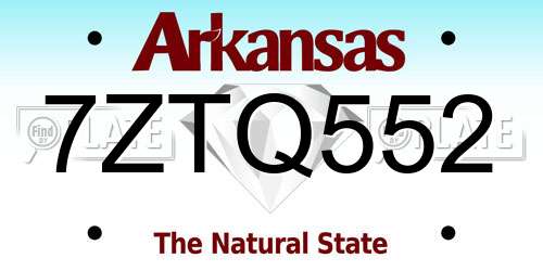 7ZTQ552 Arkansas License Plate