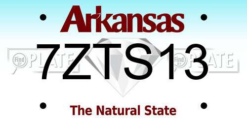 7ZTS13 Arkansas License Plate