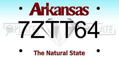 7ZTT64 Arkansas License Plate