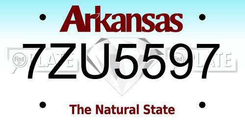 7ZU5597 Arkansas License Plate