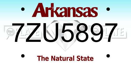 7ZU5897 Arkansas License Plate