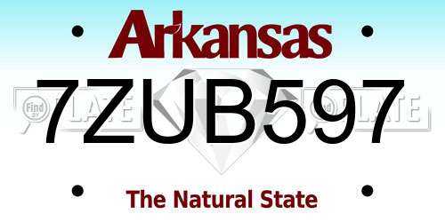 7ZUB597 Arkansas License Plate