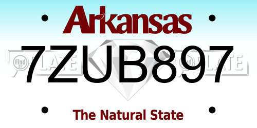 7ZUB897 Arkansas License Plate