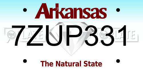7ZUP331 Arkansas License Plate