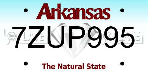 7ZUP995 Arkansas License Plate