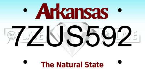 7ZUS592 Arkansas License Plate