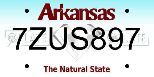 7ZUS897 Arkansas License Plate