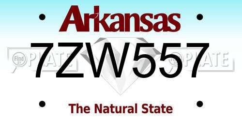 7ZW557 Arkansas License Plate