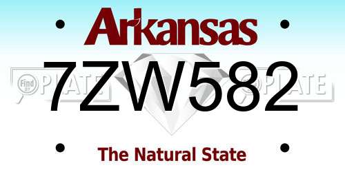 7ZW582 Arkansas License Plate
