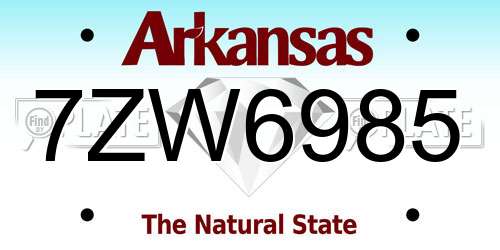 7ZW6985 Arkansas License Plate