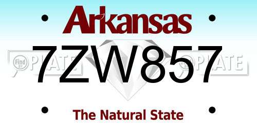7ZW857 Arkansas License Plate