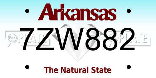7ZW882 Arkansas License Plate