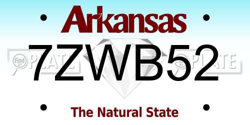 7ZWB52 Arkansas License Plate
