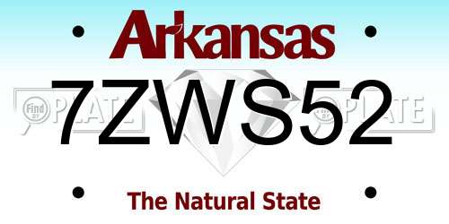7ZWS52 Arkansas License Plate