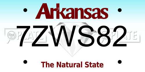 7ZWS82 Arkansas License Plate