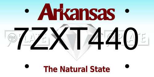 7ZXT440 Arkansas License Plate