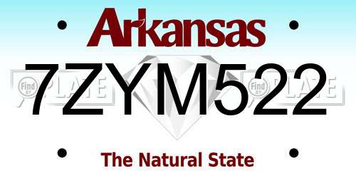 7ZYM522 Arkansas License Plate