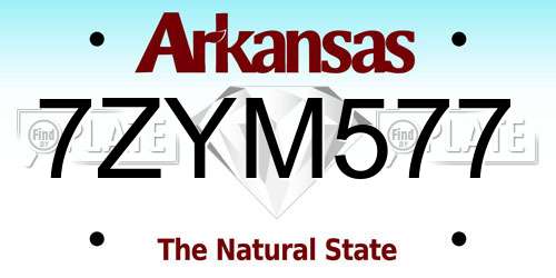 7ZYM577 Arkansas License Plate