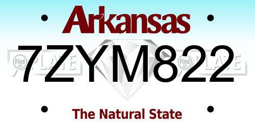 7ZYM822 Arkansas License Plate