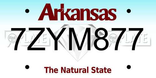7ZYM877 Arkansas License Plate