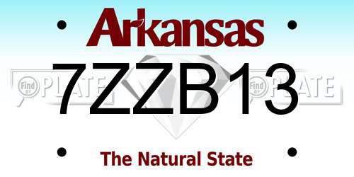 7ZZB13 Arkansas License Plate