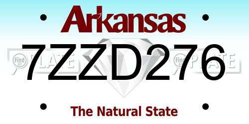 7ZZD276 Arkansas License Plate