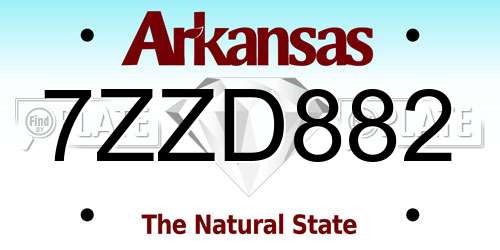 7ZZD882 Arkansas License Plate