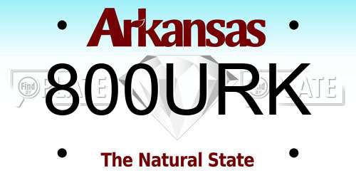 800URK Arkansas License Plate