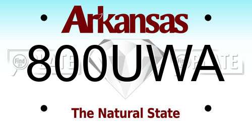 800UWA Arkansas License Plate