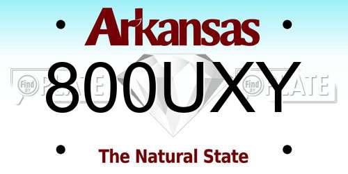 800UXY Arkansas License Plate